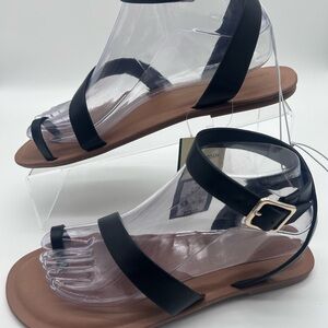 Universal Thread Black Strappy Ankle-Buckle Sandals